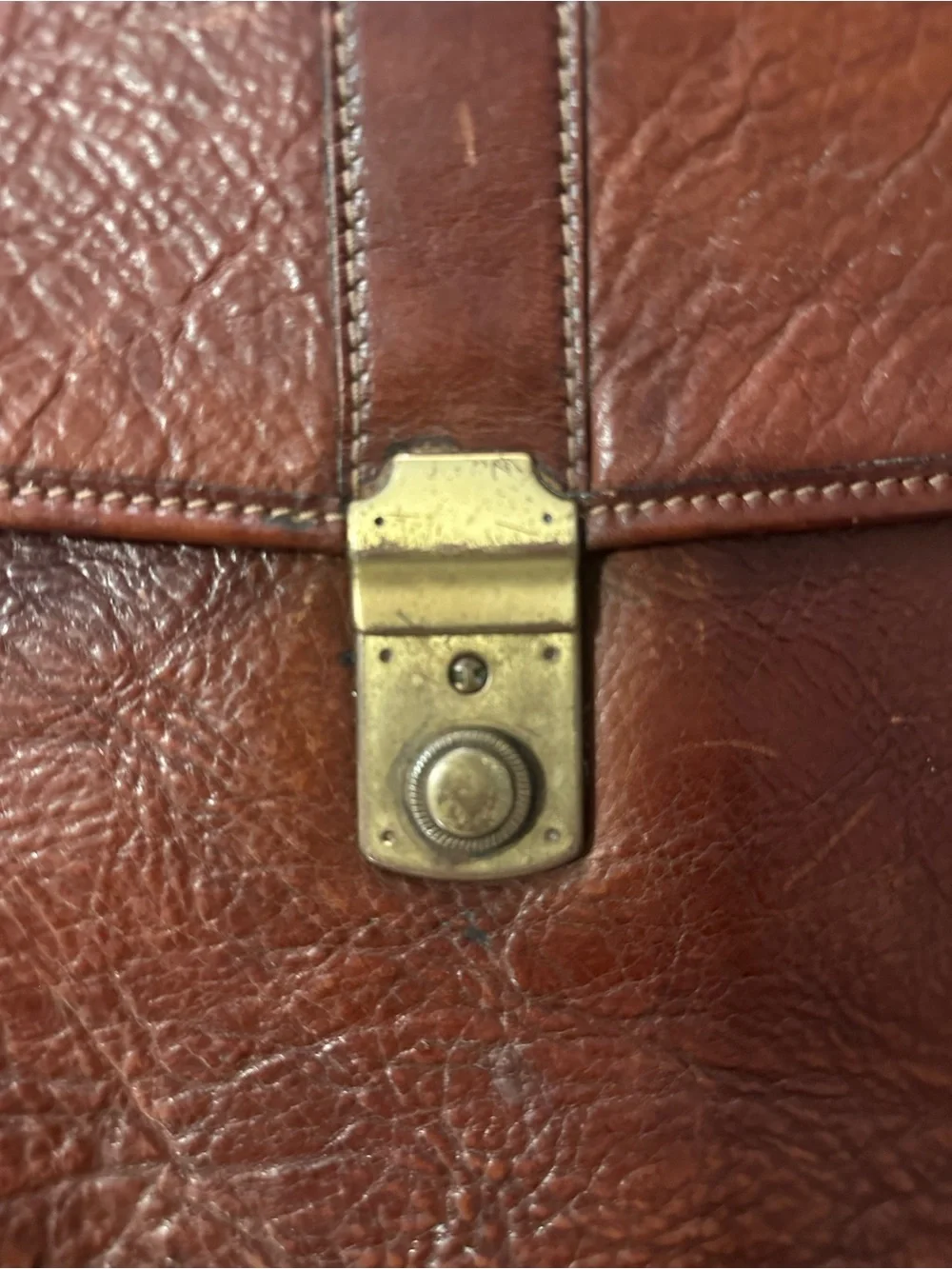 Tumi Chestnut Brown Leather Briefcase with Adjustable Shoulder Strap